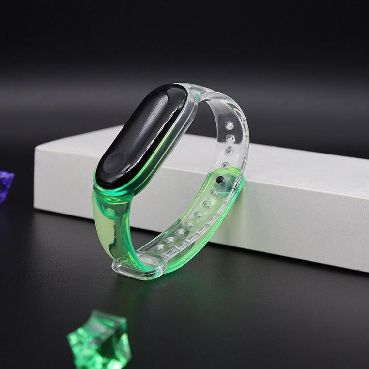 Strap For Xiaomi Mi Band 6 5 4 3 Transparent Change Color Light Wrist Bracelet For Xiaomi MiBand 5 6 Silicone Replacement Straps - Agapê 