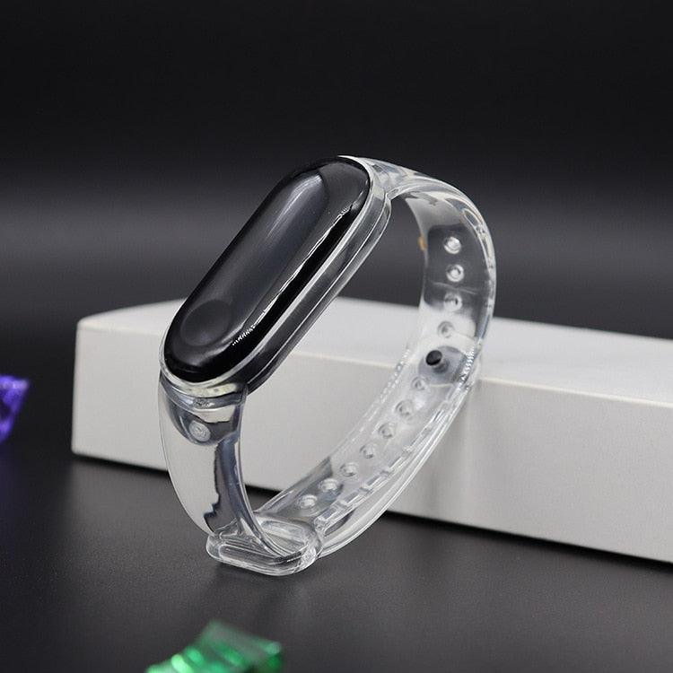 Strap For Xiaomi Mi Band 6 5 4 3 Transparent Change Color Light Wrist Bracelet For Xiaomi MiBand 5 6 Silicone Replacement Straps - Agapê 